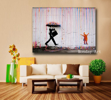 large oil painting hand painted Graffiti Art Abstract Rain Canvas Painting For Living Room Home Decor Oil Painting Wall art 2024 - buy cheap