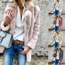 Faux rabbit fur Coat Women 2018 Autumn Winter Warm Soft Stand Collar Jacket Female Plush Casual Long Sleeve Fur Outerwear 2024 - buy cheap