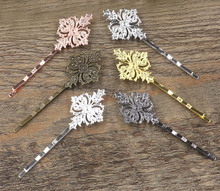 23*30mm Vintage Filigree Flower Bobby Hairpins Blanks Findings Resin Cabochons Bases DIY Hair Clips Making Multi-color Plated 2024 - buy cheap