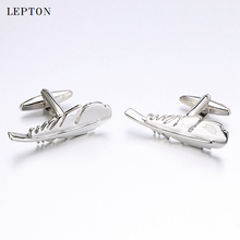 Hot Sale Real Tie Clip Fashion Feather Cufflinks Lepton Brand Feather Design Cuff Cufflink For Shirt Men Cuff links Best Gifts 2024 - buy cheap