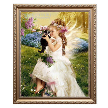 Diy Diamond Mosaic Set Girl With Cat Flowers Diamond Painting Cross Stitch Full Square Diamond Embroidery Home Decor Needlework 2024 - buy cheap