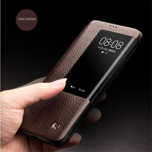 QIALINO роскошный флип-чехол из натуральной кожи для Huawei Mate 20 Стильный Ультратонкий чехол ручной работы с умным обзором для Mate 20 Pro 2024 - купить недорого