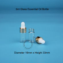 50pcs/Lot 3ml Empty Glass Essential Oil Bottle 1/10OZ Gold Lid Women Cosmetic Pot Refillable Small Container Pipette Dropper 2024 - buy cheap