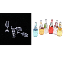 10 Pieces Cocktail Bottles & Goblets for 1/12 Scale Dollhouse Kitchen Dining Room Miniatures Accessories 2024 - buy cheap