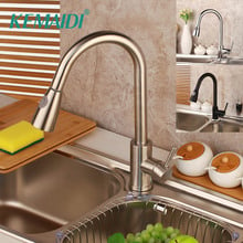 KEMAIDI Kitchen Faucets Silver Single Handle Pull Out Kitchen Tap Single Hole Handle Swivel 360 Degree Water Mixer Tap Mixer 2024 - buy cheap