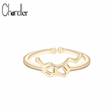 Chandler  Plated Serotonin Molecule Chemistry Rings For Women Geometric Ring Classic Simple Midi Finger Open Bague Gifts 2024 - buy cheap