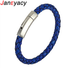 New Personality Men Genuine Leather Braided Bracelet Bangles 316L Stainless Steel Lucky Retro Bracelet Fashion Jewelry Pulseira 2024 - buy cheap
