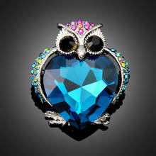 New Arrival Heart Crystal Rhinestone Owl Zinc Alloy Brooches for Women Brooch Pins Jewelry Fashion 2024 - buy cheap