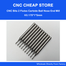 10 pcs/lot 3.175x1x5mm 2 Flutes Ball Nosed End Mill, CNC Router Bits, Milling Cutters, Solid Carbide, Cutting Tools 2024 - buy cheap