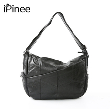 iPinee Large Capacity 2019 New Black Tote Bag Cowhide Patchwork Shoulder Bag Women Genuine Leather Handbag Female Travel Bags 2024 - buy cheap