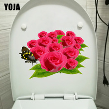 YOJA 24X16.7CM Watercolor Flower Cluster Butterfly Toilet Decor Romantic Home Bedroom Wall Sticker T1-2240 2024 - buy cheap