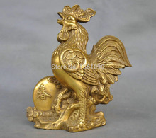 xd 00249 7'' China Fengshui Zodiac Coin Rooster Chicken Bronze Statue 2024 - buy cheap