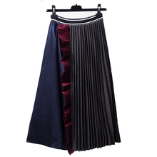 Новая весенне-летняя Женская длинная юбка контрастного цвета с высокой талией, элегантная винтажная модная плиссированная Женская юбка RE2391 2024 - купить недорого