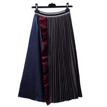 New Spring Summer Women Long Skirt Contrast Color High Waist Slim Elegant Vintage Fashion Pleated Lady Skirt RE2391 2024 - buy cheap