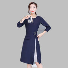 Clobee 2017 Autumn Korean Style A Line Women Dress Solid Elegant Full Sleeve Ladies Dresses Work Office Femme Vestidos V872 2024 - buy cheap