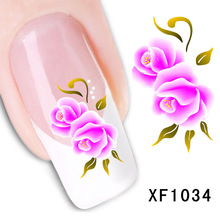 Min Order Is $2water Transfer Nail Art Stickers Decal Beauty Pink Rose Red Flowers Design French Manicure Decorative 2024 - buy cheap
