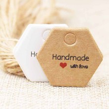 Zerong polygon shape handmade with love tag label kraft thank you tag wedding favors decoration cute swing tags 200pcs per lot 2024 - buy cheap
