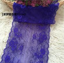 New!2 Meters/lot 17cm-20cm Width Dedicate DIY Garment Accessories Sewing Swiss Wedding Lace Material Blues Elastic Lace Fabric 2024 - buy cheap