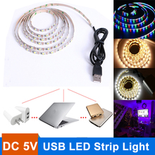 Tira de luces LED de alimentación USB de 5V, Kit de iluminación de fondo de TV RGB/Blanco/blanco cálido, 1m, 2m, 3m, 5m, Led 2835 SMD, luz decorativa 2024 - compra barato