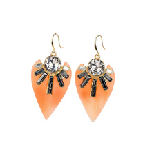 Black & Orange Color 2014 Fashion Leaf Earring Resin Glass Zinc Alloy Trendy Female Chic  Gold Best Friend Earring 2024 - buy cheap