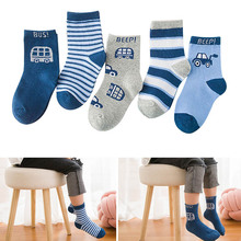 5 Pair Children Car Pattern Crew Socks Casual Cotton Soft Warm Breathable Socks AN88 2024 - buy cheap