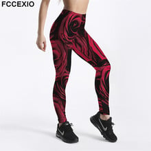 FCCEXIO New Print Red Roses Leggings Gothic Sexy Plus Size High Waist Push Up Workout Leggings Women Fitness Pants Leggins Mujer 2024 - buy cheap