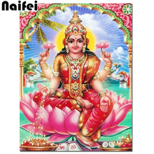 Full Square/Round Diamond Embroidery Pattern Cross Stitch Lakshmi Hindu Goddess Diamond Painting religious Mosaic Needlework 2024 - buy cheap