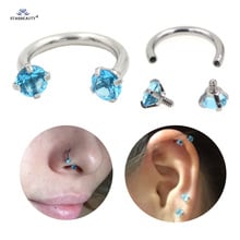 Starbeauty 1pc 1.2x8mm C Nose Ring AAA Zircon Lip Helix Piercing Nose Hoop for Women Pircing Earring Cartilage Piercing Jewelry 2024 - buy cheap