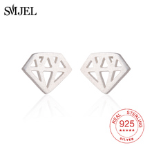 SMJEL  100% 925 Sterling Silver  Simple Triangle Earrings for Women Geometric Diamond Shape Stud Earrings Brinco mother's gift 2024 - buy cheap