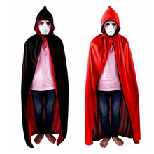 Disfraz de Halloween para hombre y mujer, traje con capa de la muerte, Túnica de fiesta de Cosplay, rojo y negro, 2 lados 2024 - compra barato