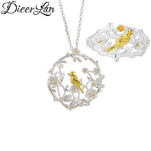 DIEERLAN Fashion Animals Jewelry Sets New Bird Branch Necklaces Ring for Women Statement Bridal Wedding Party 2024 - buy cheap