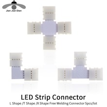 Разъем для светодиодной ленты, 5 шт., 10 мм, 4 контакта, 5 контактов, разъем для светодиодной ленсветильник 5050 RGB, L-образный, T-образный, X-образный 2024 - купить недорого