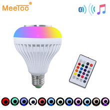 Bombilla de luz LED para lámpara ampolla E27, lámpara de música inteligente, altavoz inalámbrico por Bluetooth, musical, regulable, 12W, foco de iluminación para el hogar 2024 - compra barato