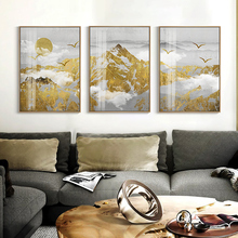 Pintura en lienzo dorada, póster moderno e impresión para dormitorio, sala de estar, Hill, imagen abstracta, arte decorativo para pared, decoración del hogar 2024 - compra barato
