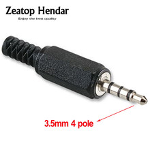 100 PCS DIY 3.5mm 4 pole Stereo TRRS solder Audio Video Male Plug Jack connector Replacement Black 2024 - buy cheap