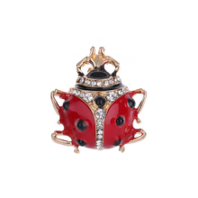 Enameled Ladybug Brooches Rhinestone Animal Pin Garment Accessories 2024 - buy cheap