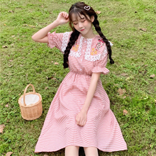 Spring Women's New Japanese Sailor Collar Sweet Embroidery College Style Plaid Student Dresses Tenes Girls Party Beach Dresses 2024 - buy cheap