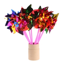 Hbb 10 pçs plástico moinho de vento pinhel girador vento crianças brinquedo jardim gramado festa decoração 2024 - compre barato