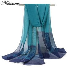 Neelamvar fashion scarf women silk chiffon shawl gradient colors thin long soft shawls and printing scarves Autumn and Winter 2024 - buy cheap