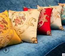 retro luxury jacquard flowers pillowcase Satin embroidery cushion cover decorative lumbar pillow cover home decor 2024 - buy cheap