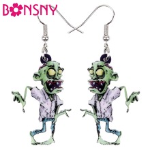 Bonsny-pendientes acrílicos de dibujos animados para mujer y niña, aretes colgantes de Zombie terrorífico de Halloween, joyería novedosa de moda, dijes de fiesta, Brincos 2024 - compra barato