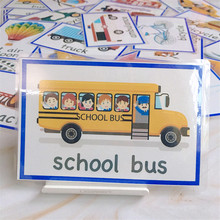 28Pcs/Set Montessori English Learning Cards For Children Kids Flash Cards Baby Traffic Pattern Bus Taxi Car Educational Toys 2024 - buy cheap