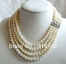free shipping >>>>>Fashion -7-8mm 4 row freshwater pearl necklace 2024 - buy cheap