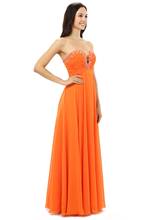 Orange Robe De Soiree A-line Sweetheart Chiffon Beaded Crystals Formal Women Long Prom Dresses Prom Gown Evening Dress 2024 - buy cheap