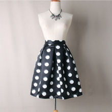 Casual Polka Dots Printed Flared Skirt Tutu Circle Pleated Midi Skater Skirts High Waist Autumn Winter Women Saias 2024 - buy cheap