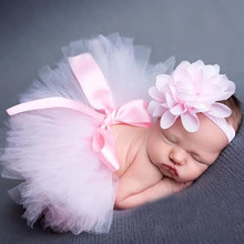 Юбка-пачка принцессы для новорожденных, винтажный цветочный ободок для новорождённого ребенка, реквизит для фотосессии для девочек TS001 2024 - купить недорого
