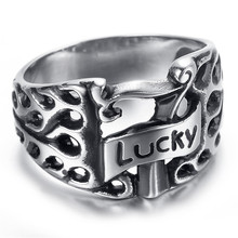 Men's Silver color Lucky Seven 7 Stainless Steel Casino Slot Gambling Ring 2024 - buy cheap