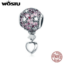 WOSTU Роскошная подвеска из стерлингового серебра 925 пробы с романтическим любовным шаром и подвеской в виде воздушного шара, браслет, ожерелье, ювелирное изделие, подарок CQC517 2024 - купить недорого