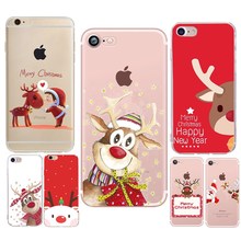 ALCE Phone Case Para iPhone 5 6 6 s 5S SE Bonito Elk Papai Noel do Natal Dos Desenhos Animados Silicone TPU Macio para o iphone X XS 7 8 Mais Cobertura 2024 - compre barato
