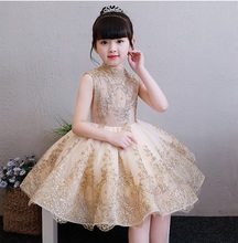 Vestido floral elegante com lantejoulas douradas, vestido para meninas, casamento, vestido de festa para crianças de 1-12 anos 2024 - compre barato